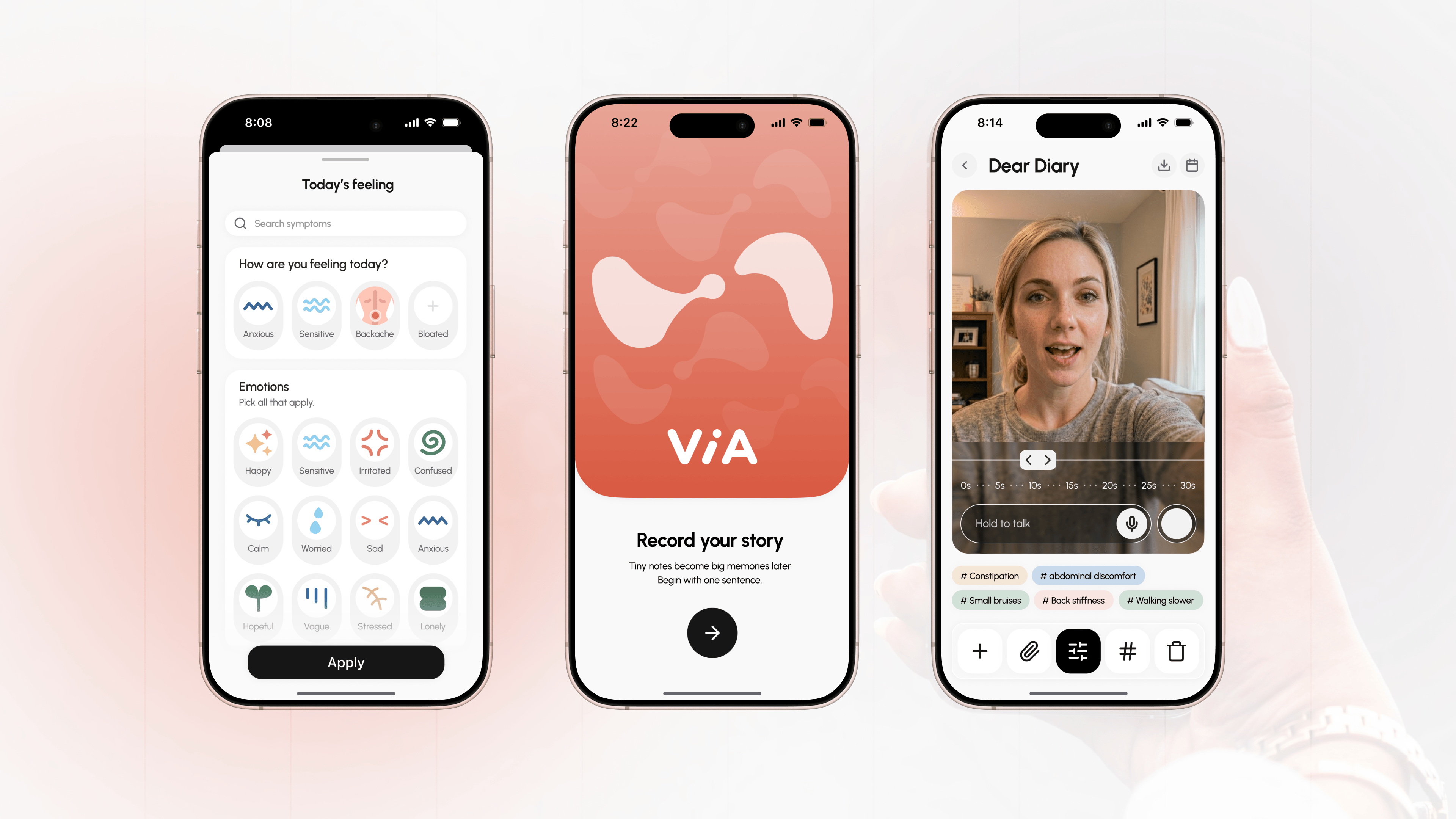 Video diary and symptom logging